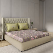 GM 100% Cotton Purple Digital Printed 122TC King Size Bedsheet | 274 x 274 cm