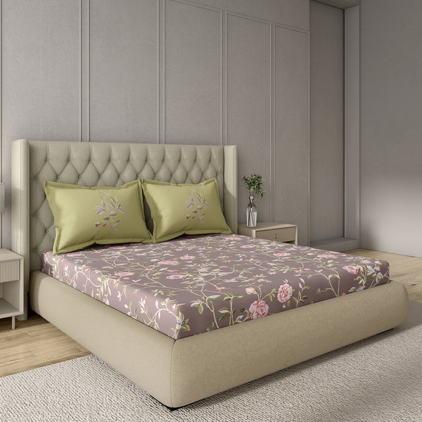 GM 100% Cotton Purple Digital Printed 122TC King Size Bedsheet | 274 x 274 cm dimensions