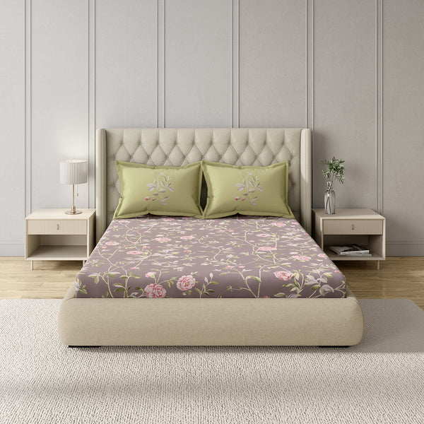 GM 100% Cotton Purple Digital Printed 122TC King Size Bedsheet | 274 x 274 cm dimensions