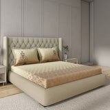 GM 100% Cotton Beige Brown Digital Printed 122TC King Size Bedsheet | 274 x 274 cm