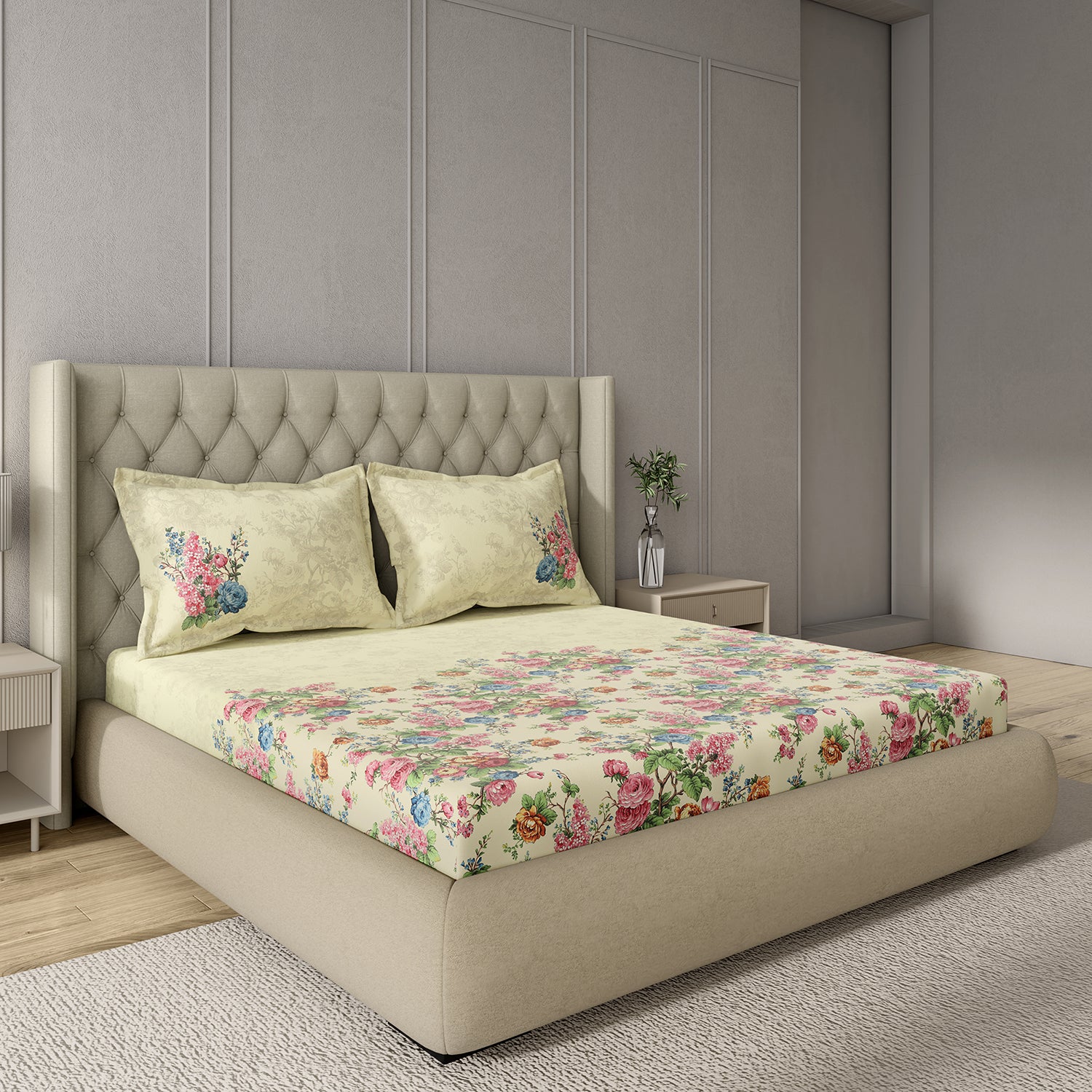 GM 100% Cotton Multicolor Digital Printed 122TC King Size Bedsheet | 274 x 274 cm