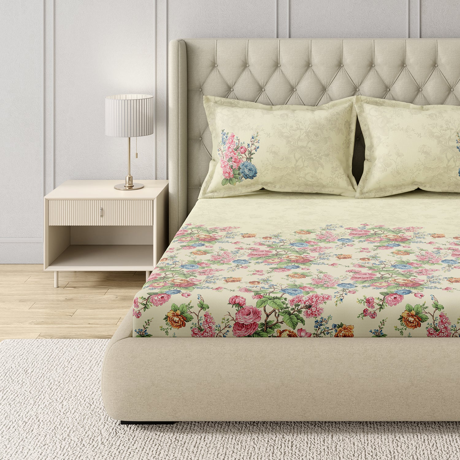 GM 100% Cotton Multicolor Digital Printed 122TC King Size Bedsheet | 274 x 274 cm