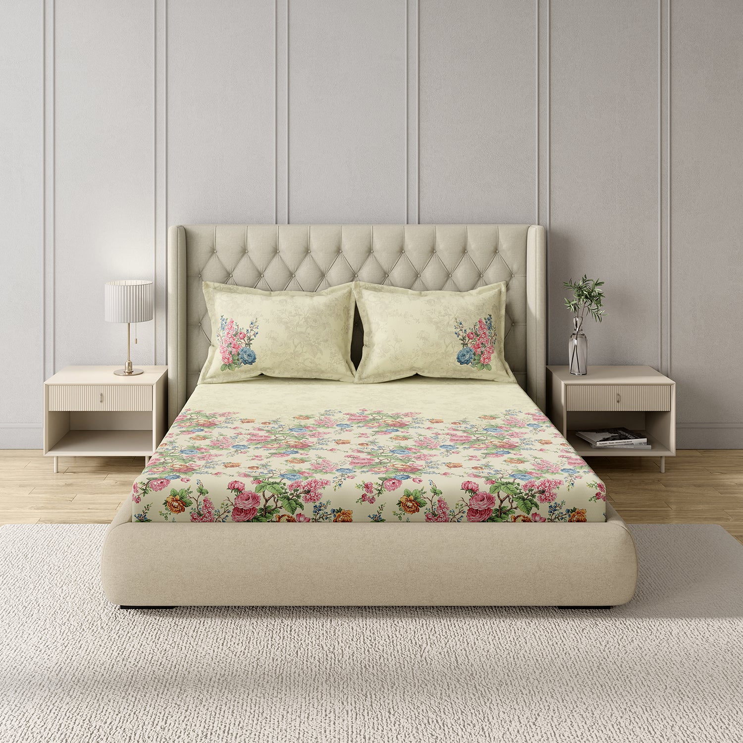 GM 100% Cotton Multicolor Digital Printed 122TC King Size Bedsheet | 274 x 274 cm