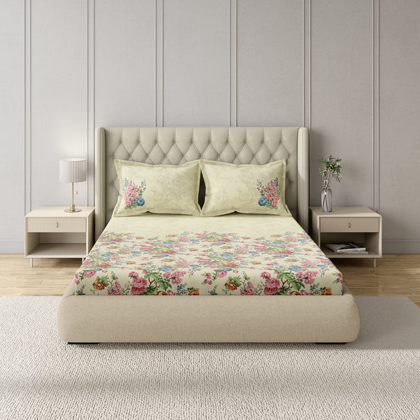 GM 100% Cotton Multicolor Digital Printed 122TC King Size Bedsheet | 274 x 274 cm dimensions