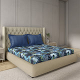 GM 100% Cotton Blue Digital Printed 122TC King Size Bedsheet | 274 x 274 cm