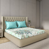 GM 100% Cotton Aqua Blue Digital Printed 122TC King Size Bedsheet | 274 x 274 cm