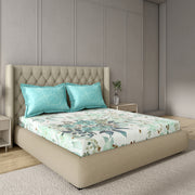 GM 100% Cotton Aqua Blue Digital Printed 122TC King Size Bedsheet | 274 x 274 cm