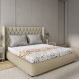 GM 100% Cotton Grey Digital Printed 122TC King Size Bedsheet | 274 x 274 cm