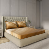 GM 100% Cotton Ochre Digital Printed 122TC King Size Bedsheet | 274 x 274 cm