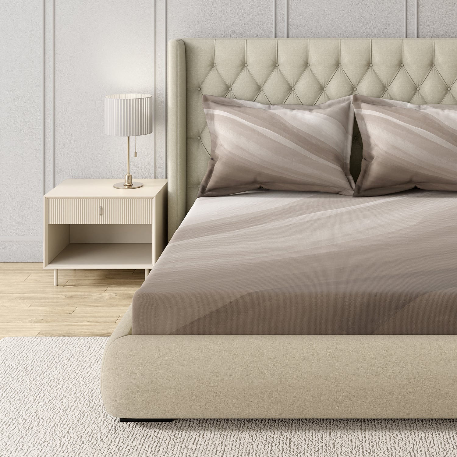 GM 100% Cotton Brown Digital Printed 122TC King Size Bedsheet | 274 x 274 cm