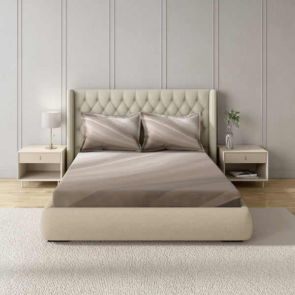 GM 100% Cotton Brown Digital Printed 122TC King Size Bedsheet | 274 x 274 cm dimensions