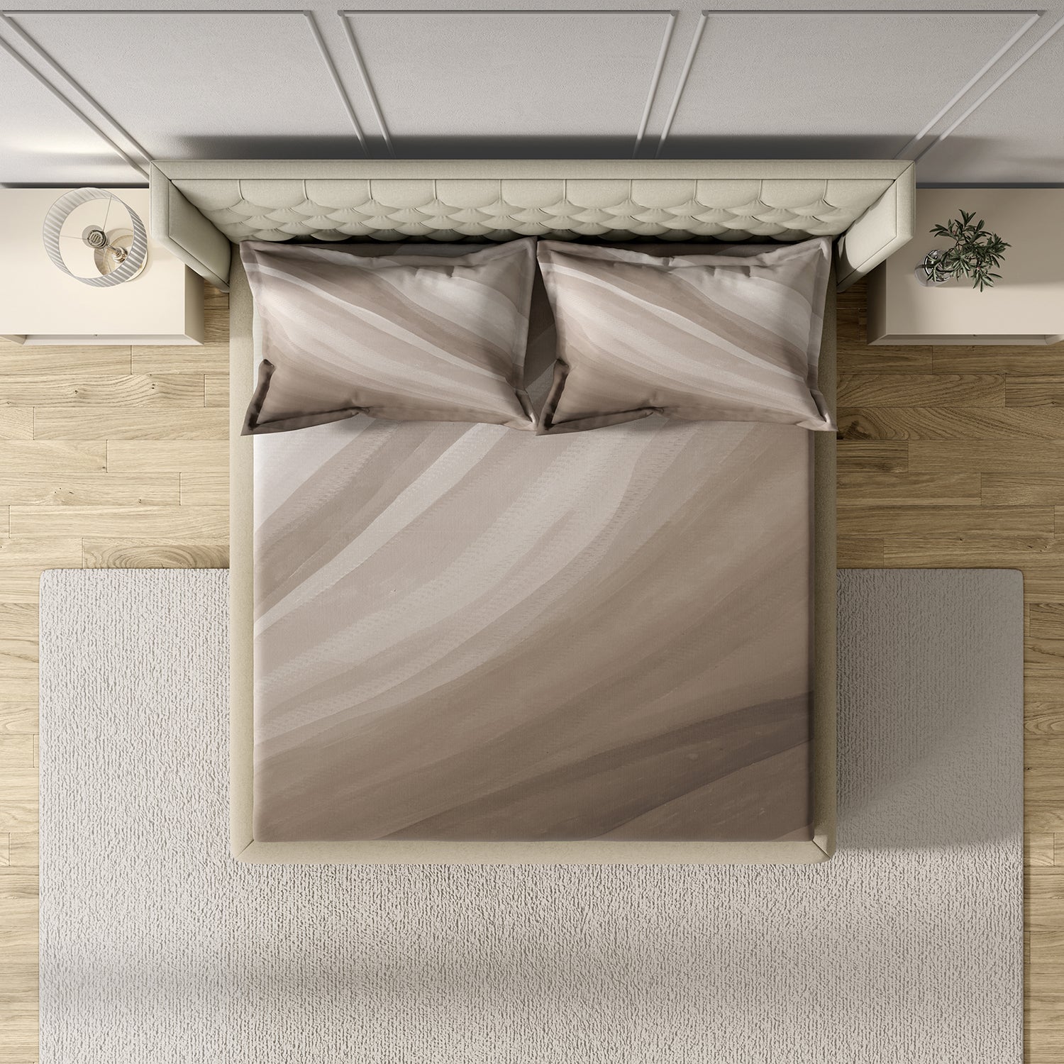 GM 100% Cotton Brown Digital Printed 122TC King Size Bedsheet | 274 x 274 cm