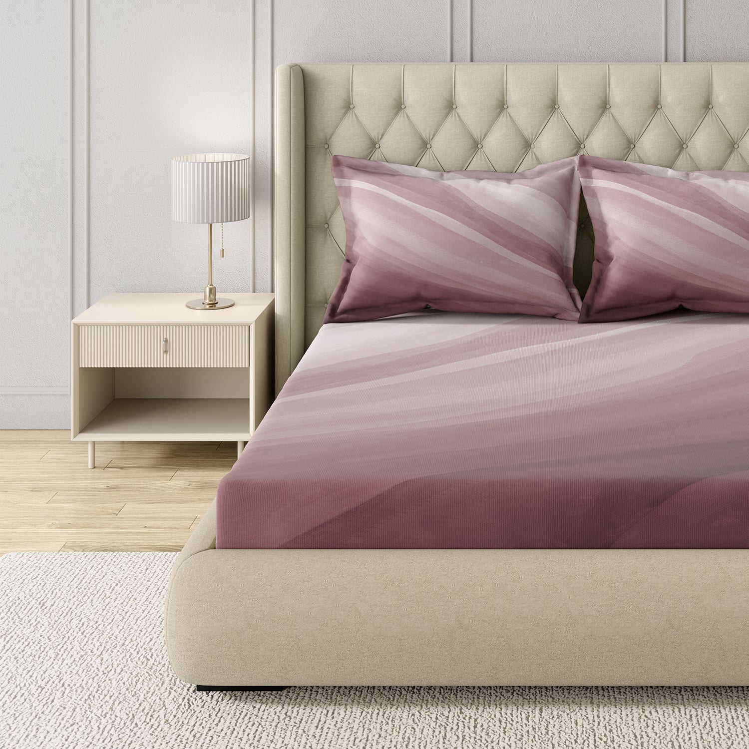 GM 100% Cotton Wine Digital Printed 122TC King Size Bedsheet | 274 x 274 cm