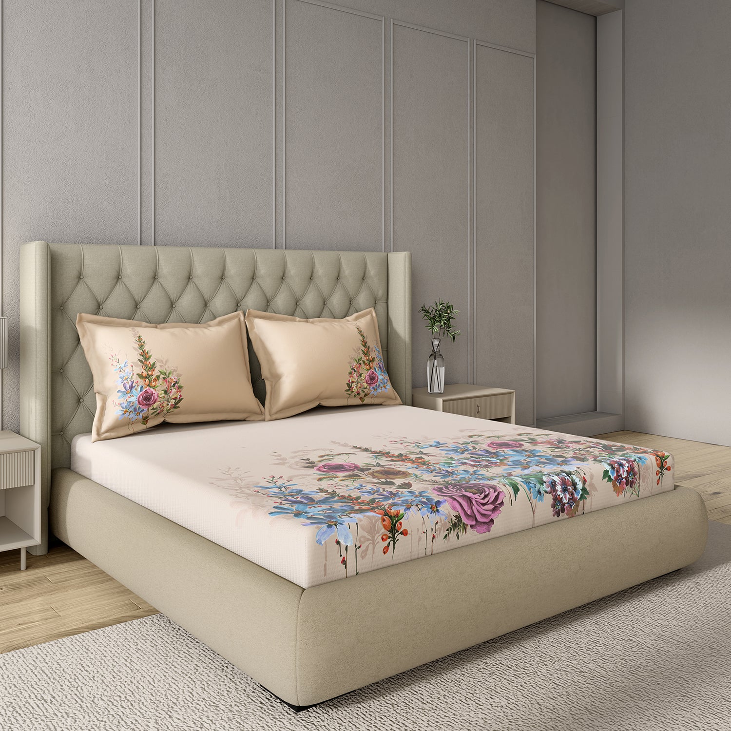 GM 100% Cotton Digital Printed 122TC King Size Bedsheet | 274 x 274 cm