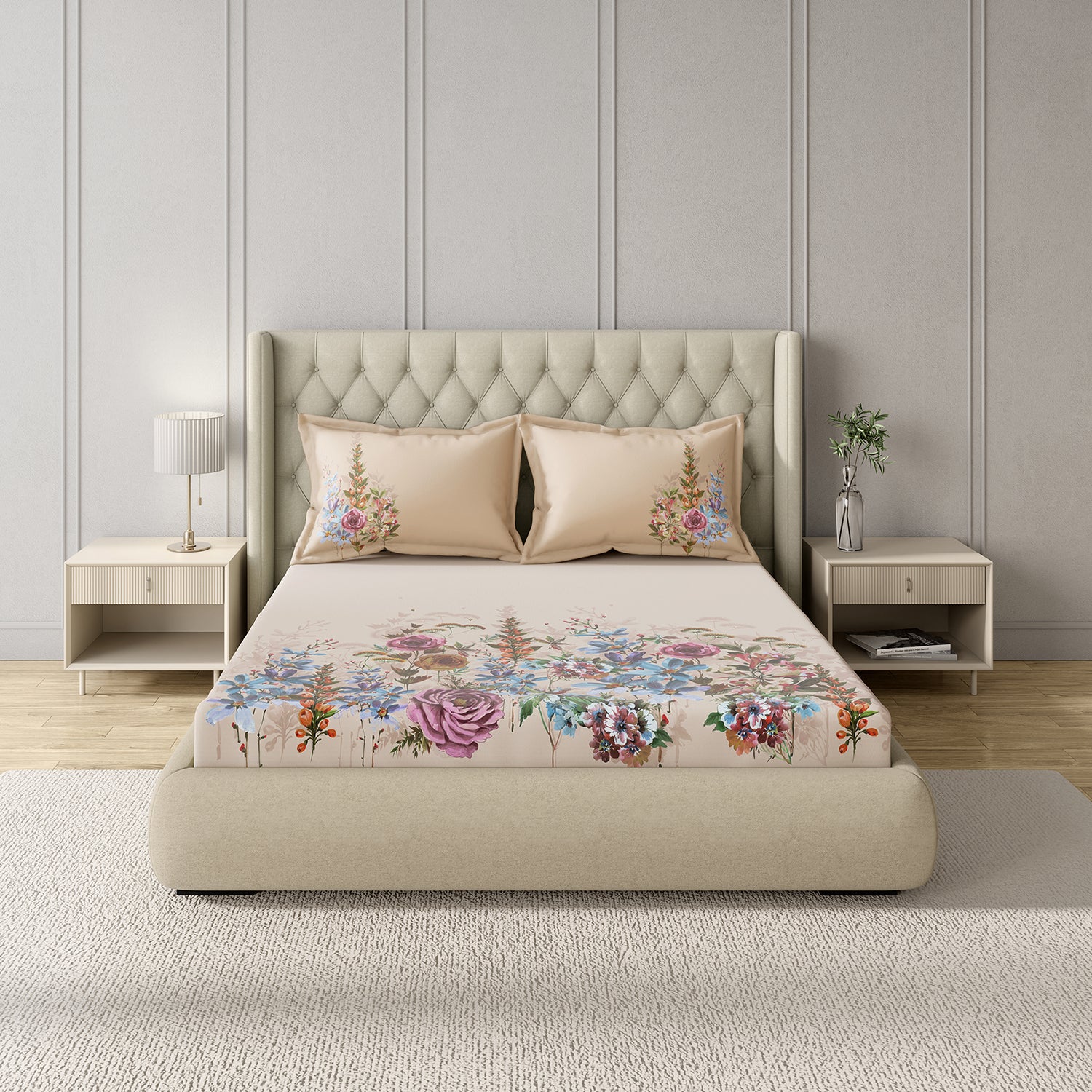 GM 100% Cotton Digital Printed 122TC King Size Bedsheet | 274 x 274 cm