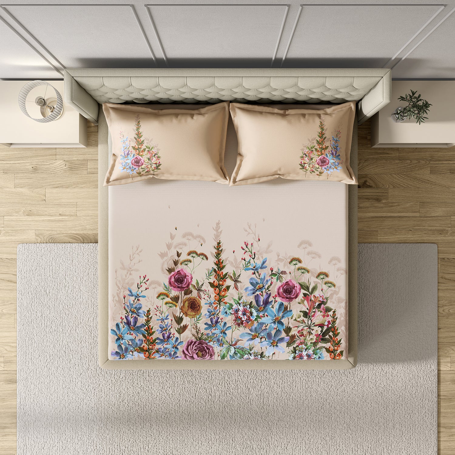 GM 100% Cotton Digital Printed 122TC King Size Bedsheet | 274 x 274 cm