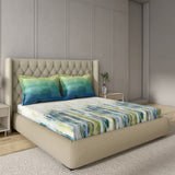 GM 100% Cotton Digital Printed Blue 122TC King Size Bedsheet | 274 x 274 cm