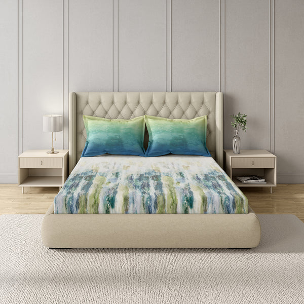 GM 100% Cotton Digital Printed Blue 122TC King Size Bedsheet | 274 x 274 cm dimensions