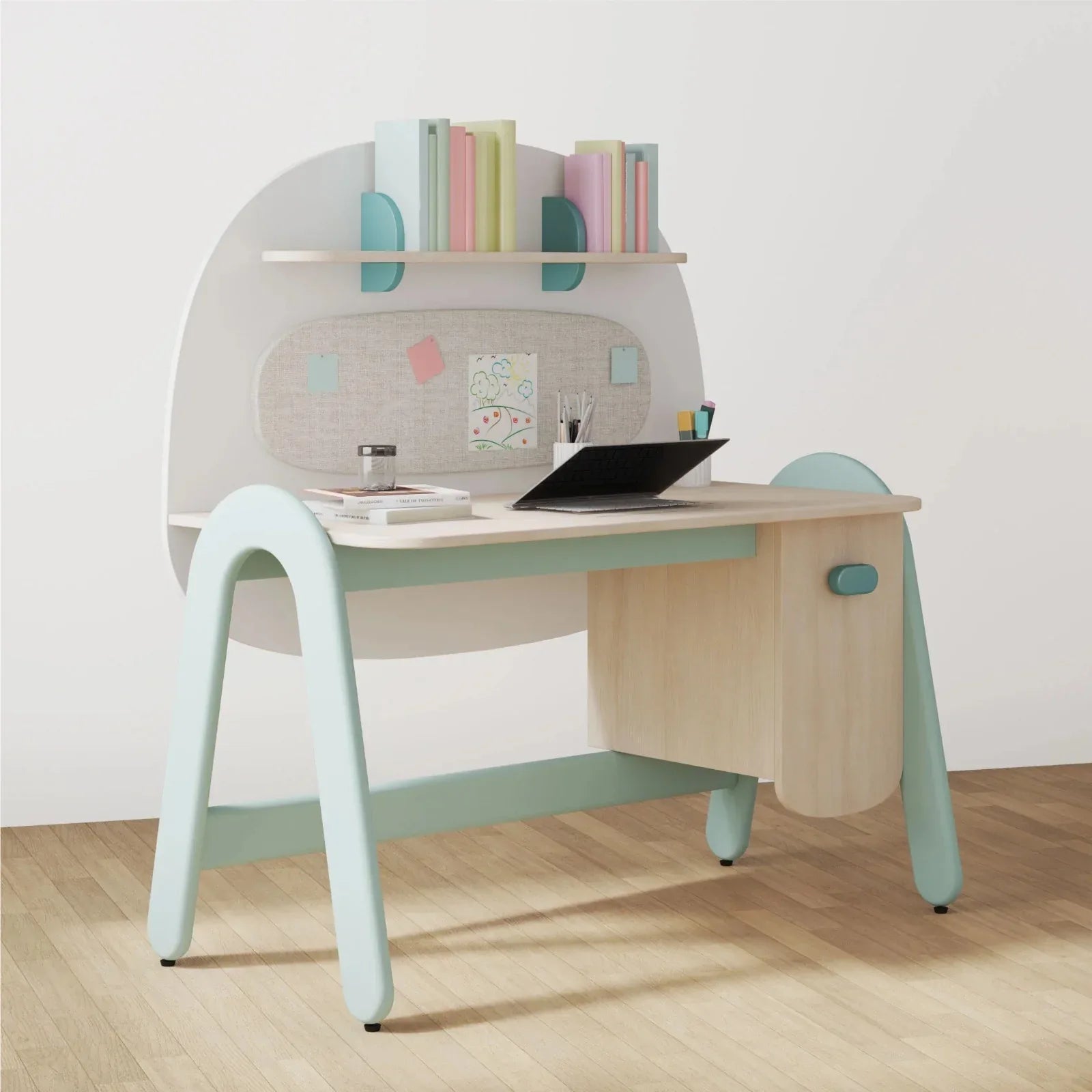 Squircle Study Table in Teal Colour - HomeTown