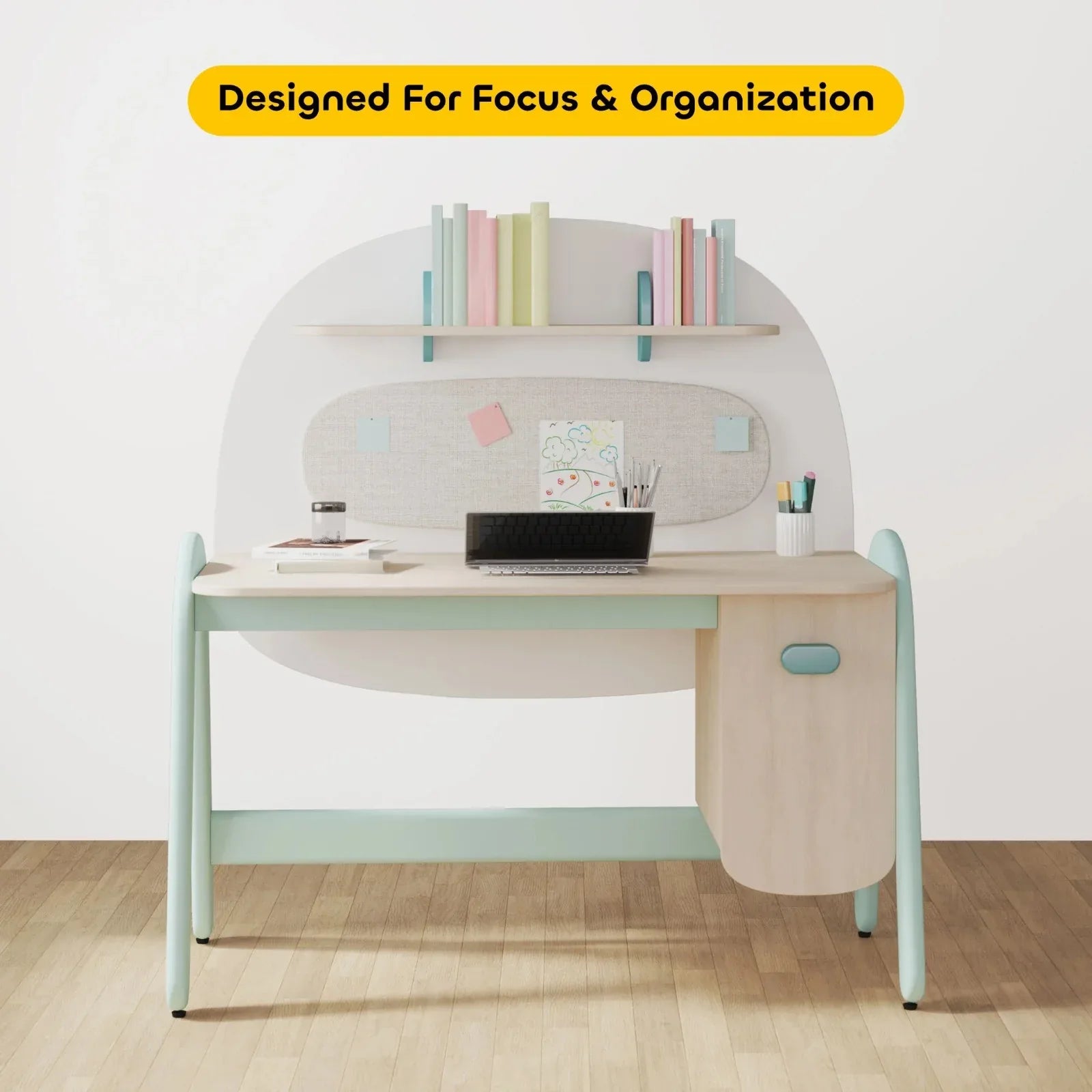Squircle Study Table in Teal Colour - HomeTown