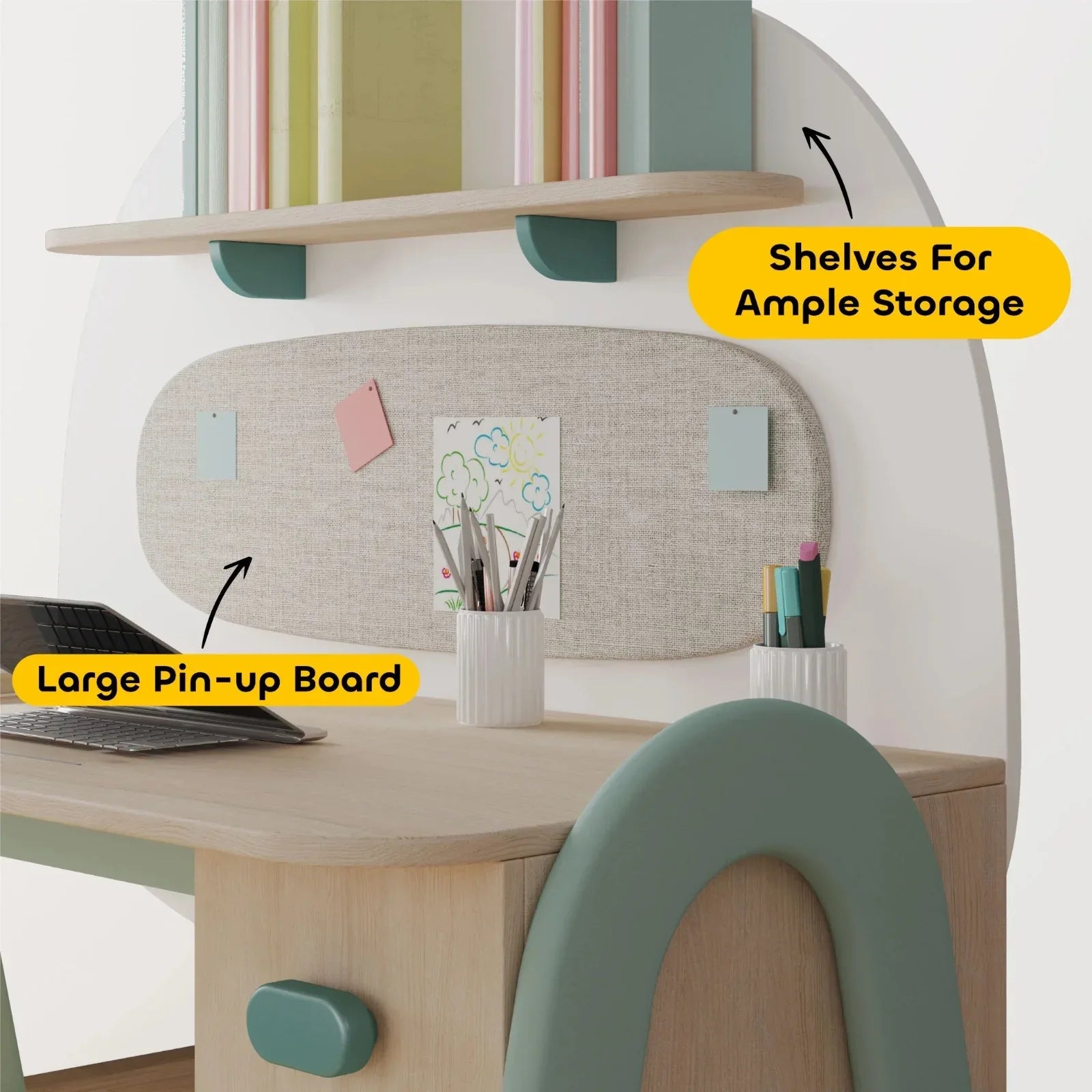 Squircle Study Table in Teal Colour - HomeTown