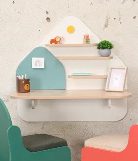 Spaceship Twin Seater Spacious Study Desk with Drawer and Pin-up Board in Multi Colour - HomeTown