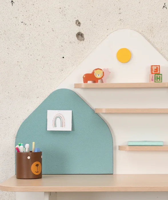 Spaceship Twin Seater Spacious Study Desk with Drawer and Pin-up Board in Multi Colour - HomeTown