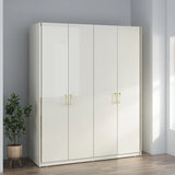 Stellar 4 Door Wardrobe in High Gloss White Finish