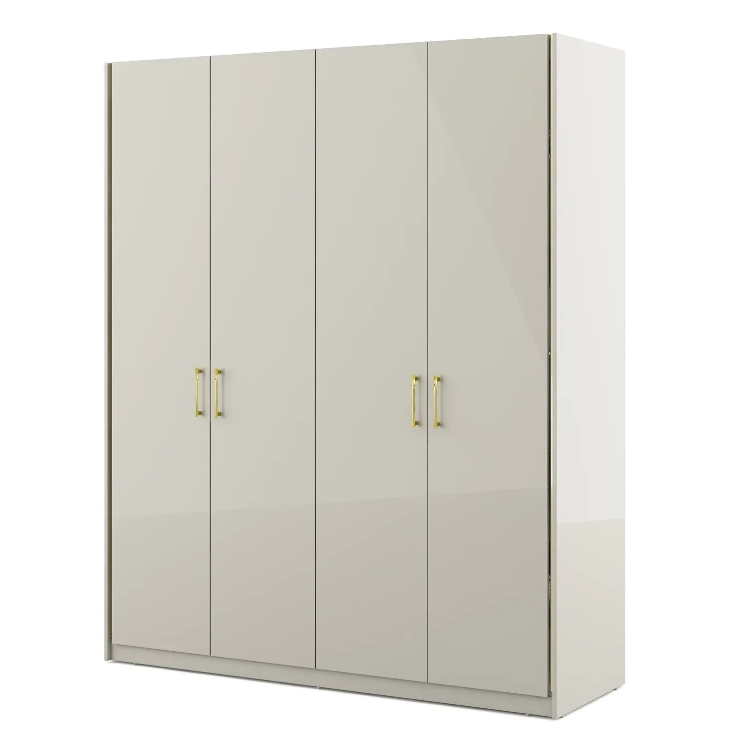 Stellar 4 Door Wardrobe in High Gloss White Finish - HomeTown