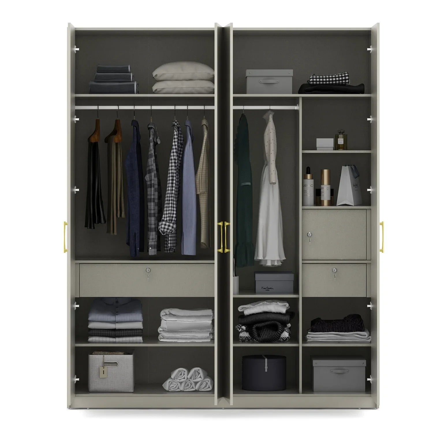 Stellar 4 Door Wardrobe in High Gloss White Finish - HomeTown