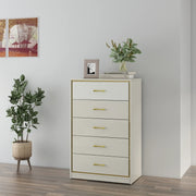 Stellar Chest of 5 Drawers in High Gloss White Colour - HomeTown