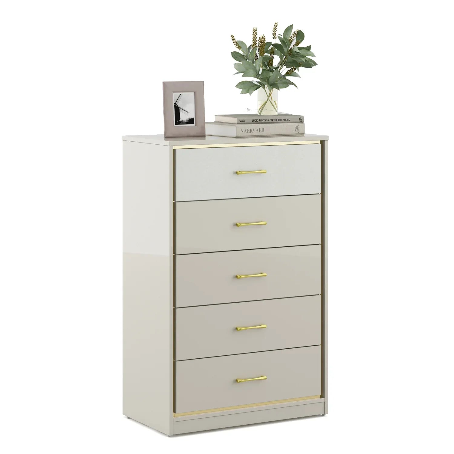 Stellar Chest of 5 Drawers in High Gloss White Colour - HomeTown