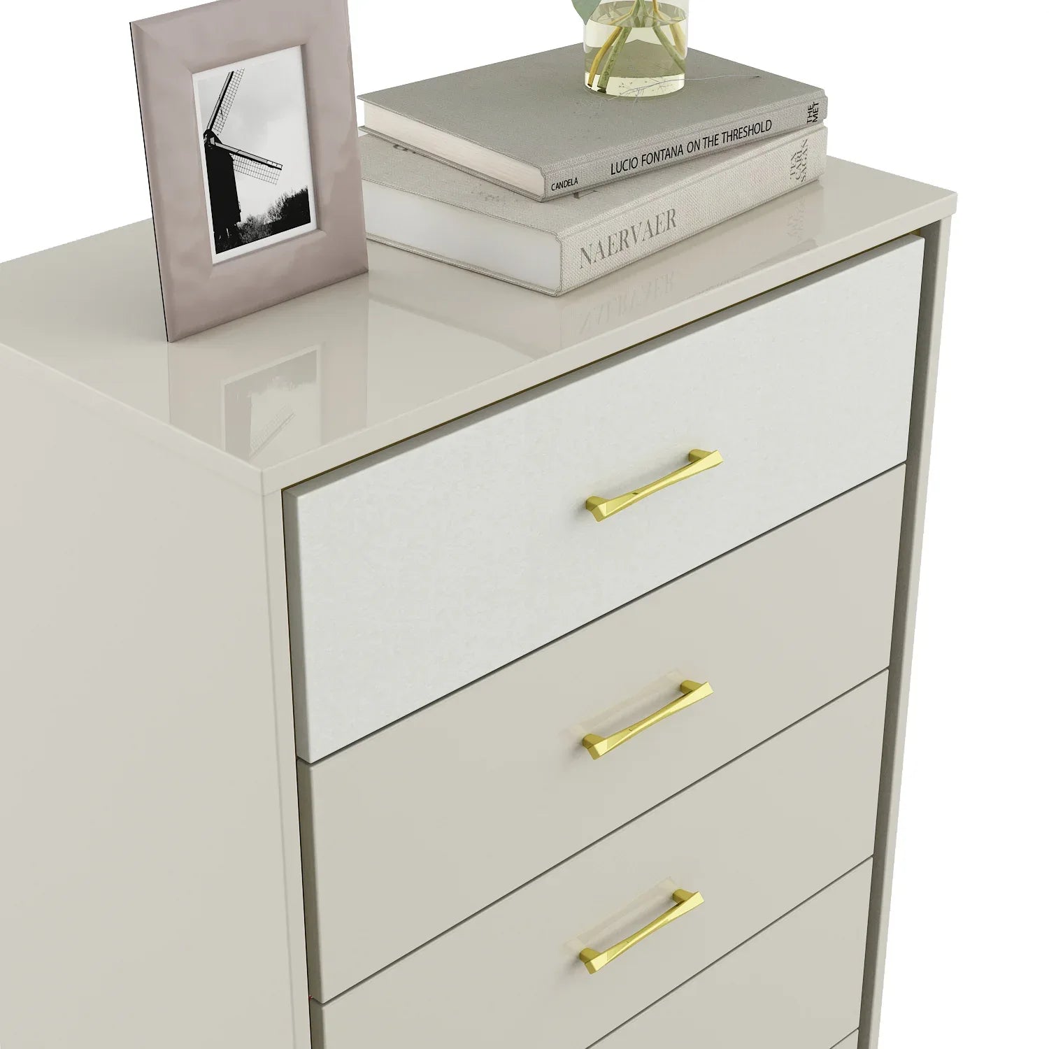 Stellar Chest of 5 Drawers in High Gloss White Colour - HomeTown