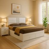 Stellar King Bed with Hydraulic Storage in High Gloss White