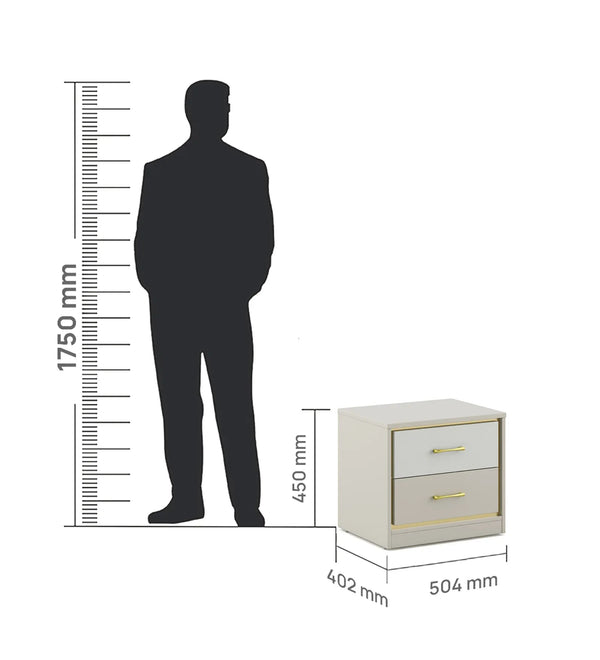 Stellar Night Stand in High Gloss White Colour dimensions