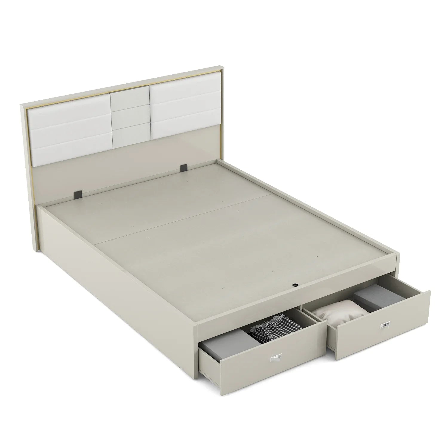 Stellar King Bed with Hydraulic Storage in High Gloss White - HomeTown