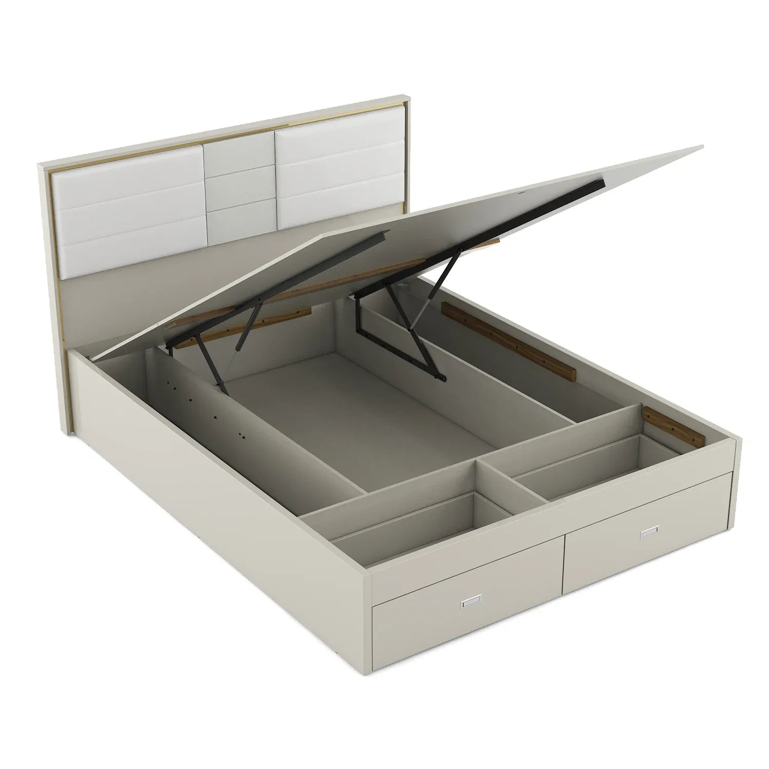 Stellar Queen Bed with Hydraulic Storage in High Gloss White - HomeTown