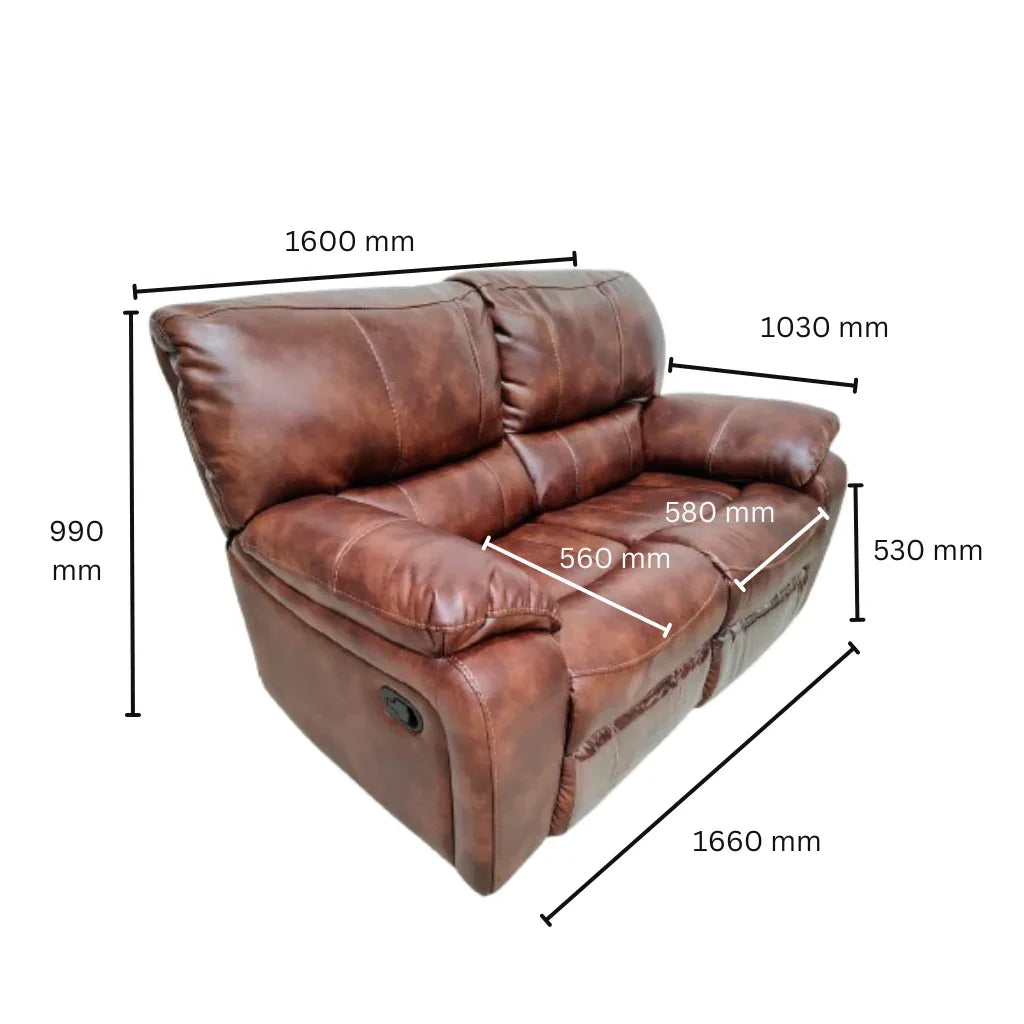 Urbano Leather Fabric 2 Seater Recliner - HomeTown