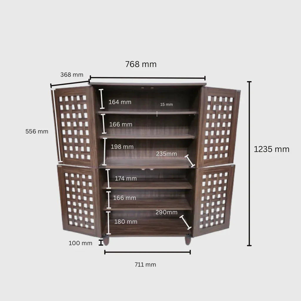 Neste 4 Door Shoe Rack in Walnut Colour - HomeTown