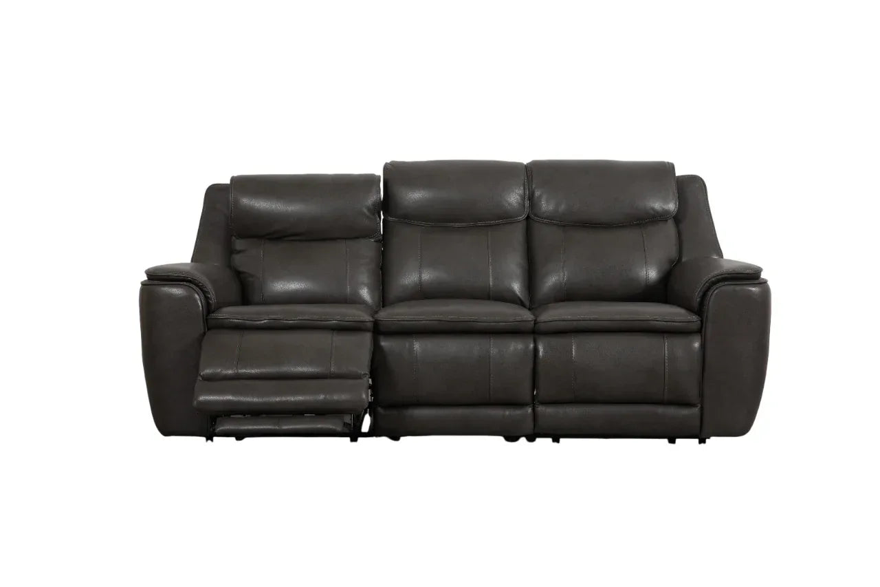 Nuvia Half Leather 3 Seater Triple Electric Zero Gravity Recliner in Grey Colour - HomeTown