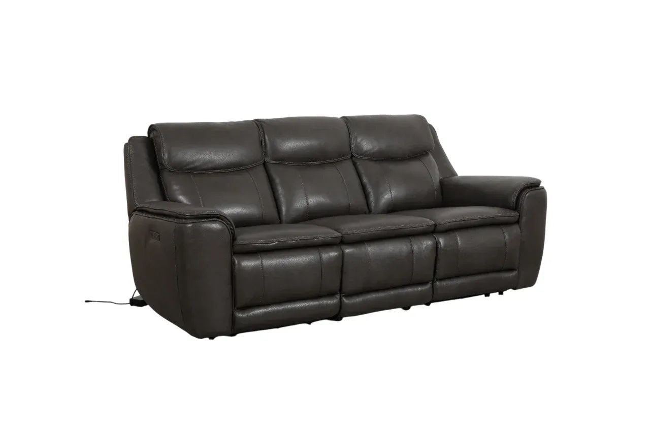 Nuvia Half Leather 3 Seater Triple Electric Zero Gravity Recliner in Grey Colour - HomeTown