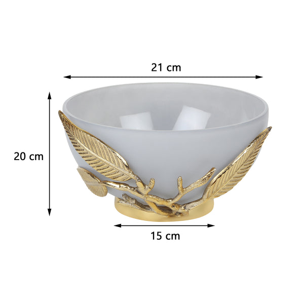 De Massion Enchanted Vine Glass Bowl in Grey and Gold dimensions