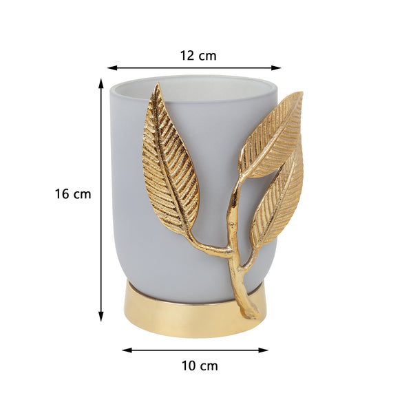 De Massion Versaleaf Glass Vase and Candle Holder in Grey & Gold dimensions
