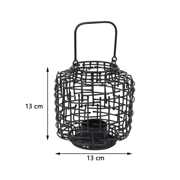 De Massion Basketweave Black Tea Light Holder dimensions