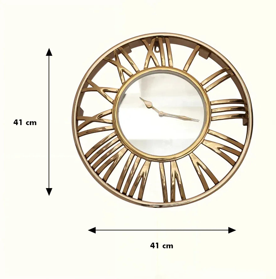 Bello Roman Wall Clock 41cm in Gold Colour - HomeTown