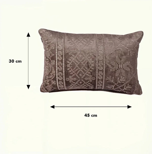 Plush Elegance Zari Embroidery Cushion Cover Toupe, 30X45cm By LIVING ESSENCE dimensions