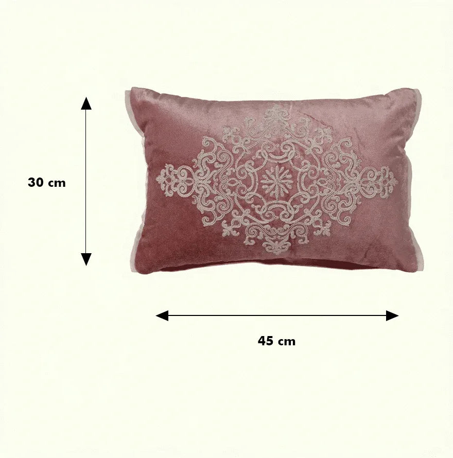 Plush Elegance Embroidered Cushion Cover Pink, 30X45cm By LIVING ESSENCE - HomeTown