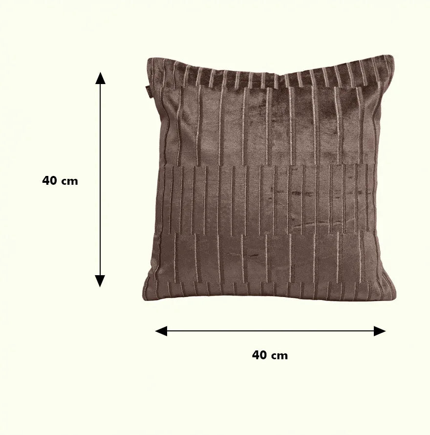 Plush Elegance Geometric Zari Embroidery Cushion Cover Toupe, 40X40cm By LIVING ESSENCE - HomeTown