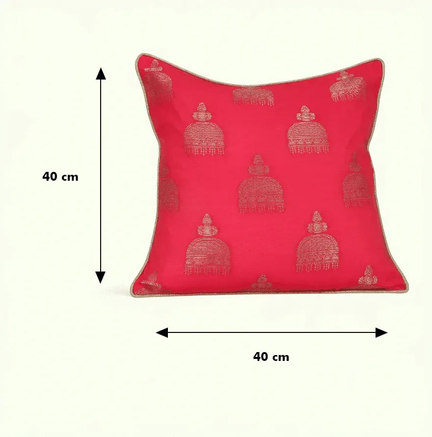Festive Jhumka Jacquard Cushion Cover Pink, 40X40cm By LIVING ESSENCE - HomeTown
