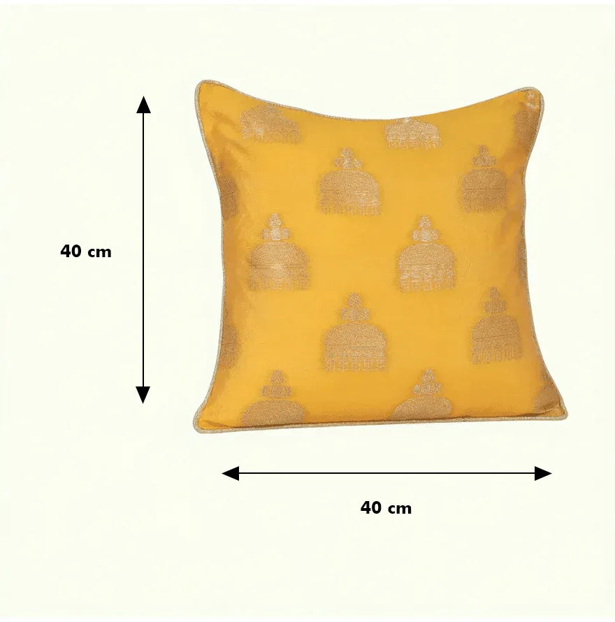 Festive Jhumka Jacquard Cushion Cover Yellow, 40X40cm By LIVING ESSENCE - HomeTown